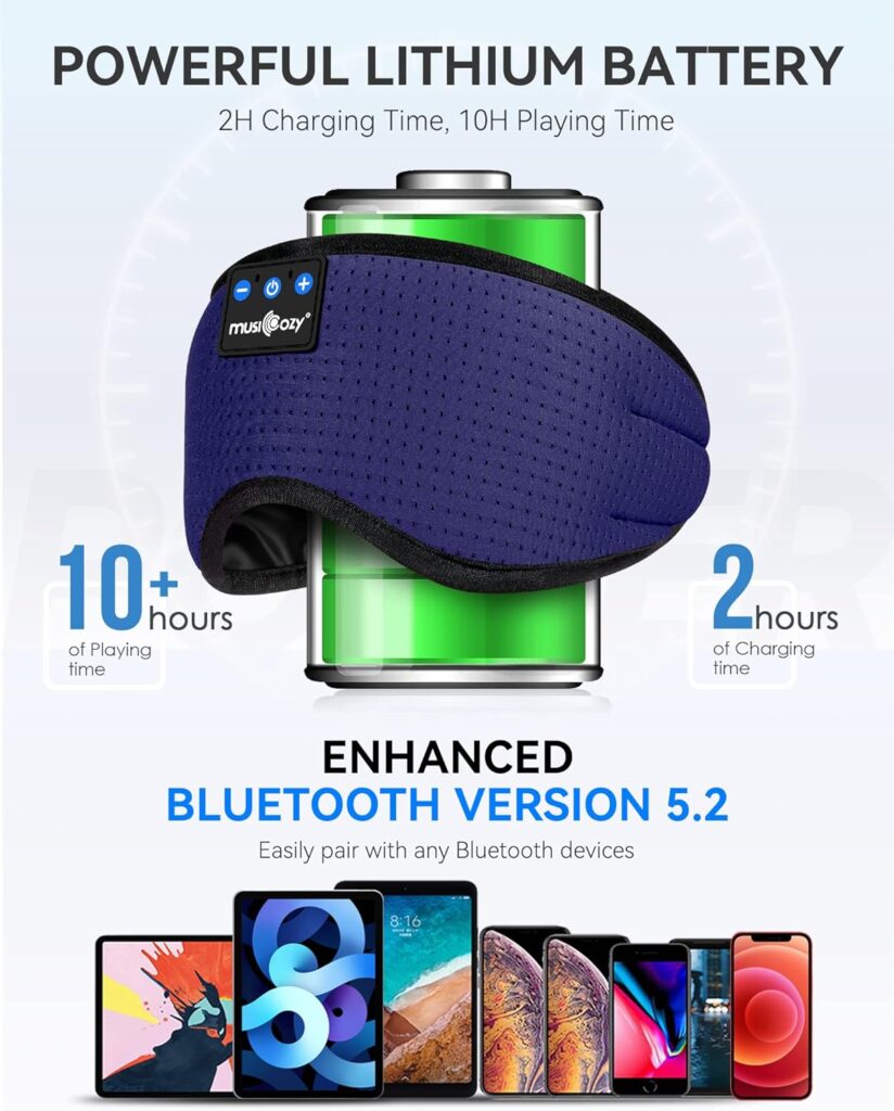 MUSICOZY Sleep Headphones Masks, Sleeping Masks Headphones Wireless Music Mask, Bluetooth Sleep Eye Mask for Sleeping for Side Sleepers Men Women with Speakers Cool Tech Gadgets Gifts(Pink)