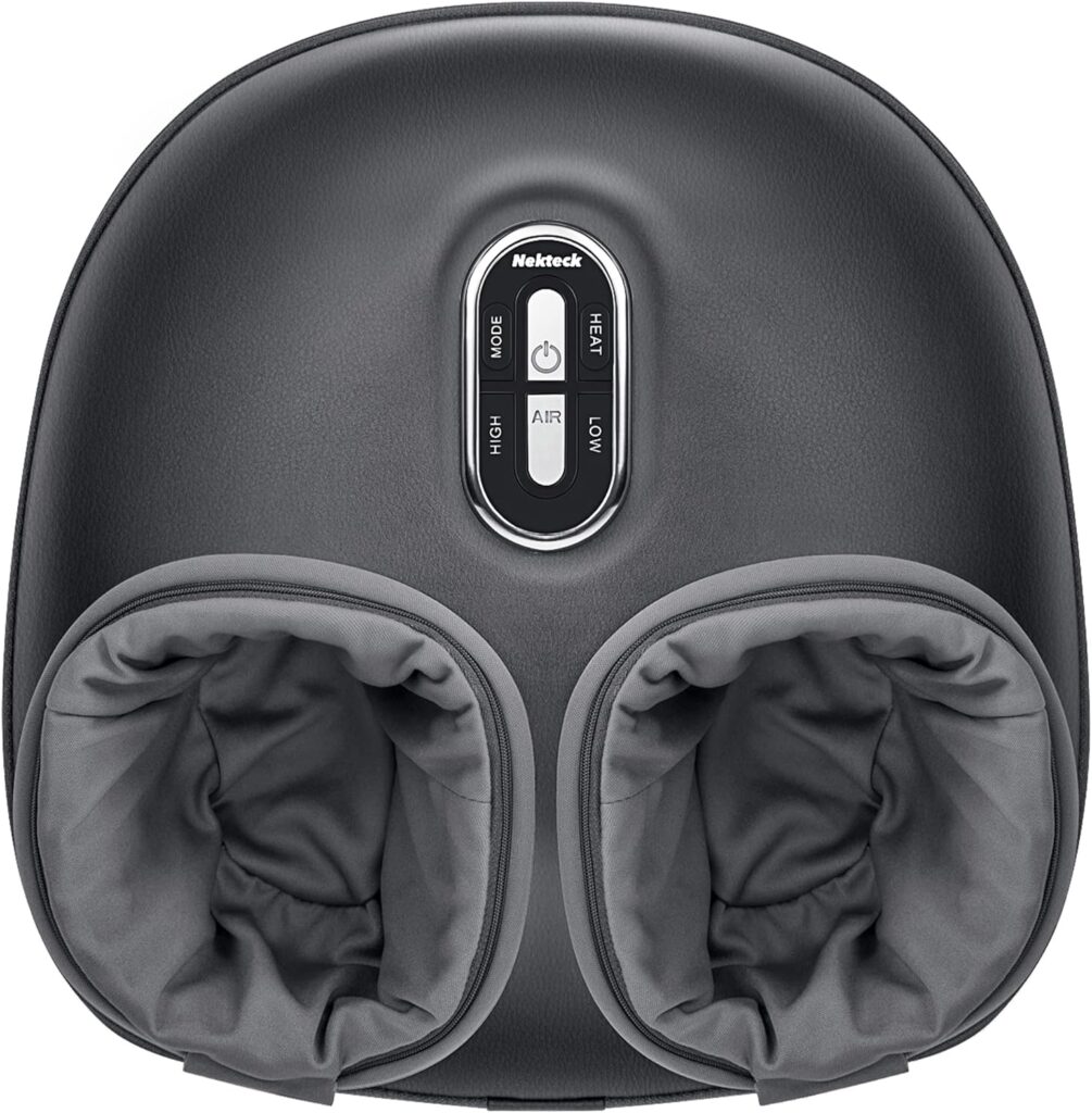 Nekteck Shiatsu Foot Massager Machine with Soothing Heat, Deep Kneading Therapy, Air Compression, Improve Blood Circulation and Foot Wellness,Relax for Home or Office Use(Gray)