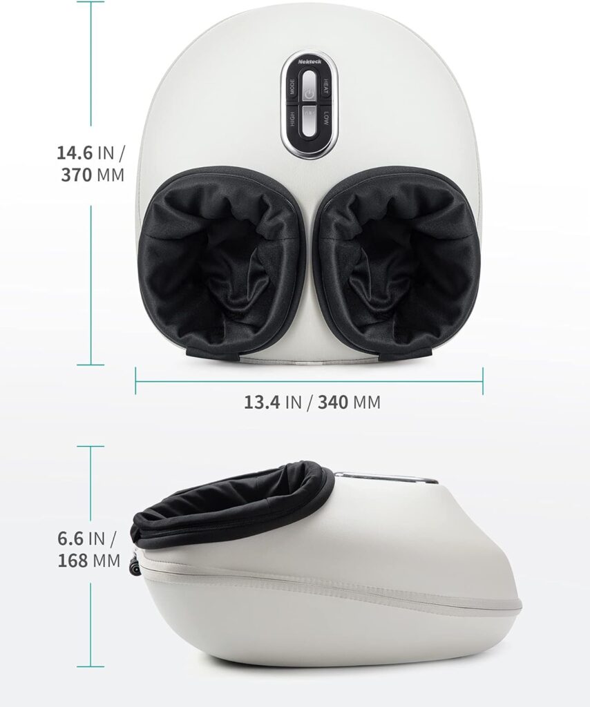 Nekteck Shiatsu Foot Massager Machine with Soothing Heat, Deep Kneading Therapy, Air Compression, Improve Blood Circulation and Foot Wellness,Relax for Home or Office Use(Gray)