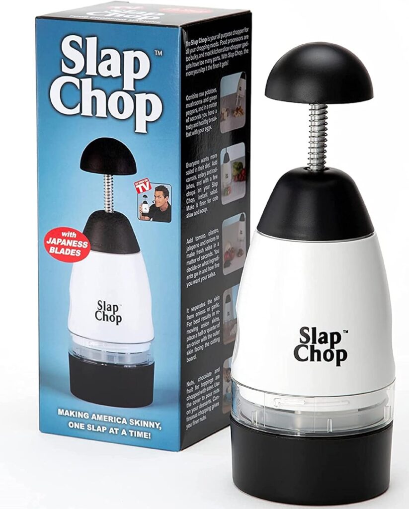 Original Slap Chop Slicer Chopper with Japanese Stainless Steel Blades  Butterfly Opening for Easy Cleaning - Vegetable Chopper Gadget - Mini Chopper for Salads - Kitchen Accessory