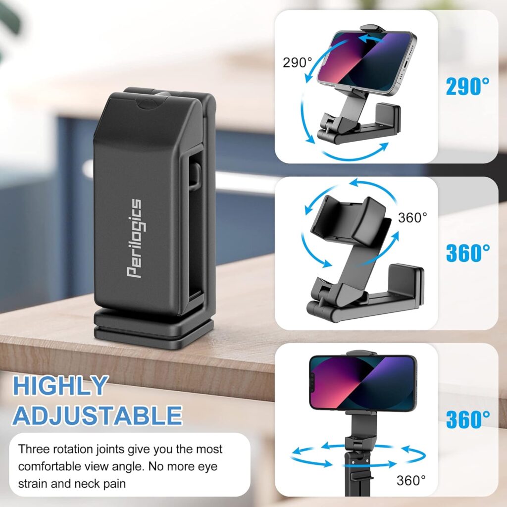 Perilogics Universal Airplane in Flight Phone Mount. Handsfree Phone Holder for Desk with Multi-Directional Dual 360 Degree Rotation. Pocket Size Travel Essential Accessory for Flying (2 Pack)