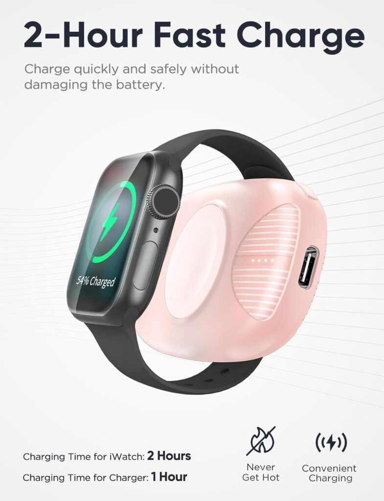 Portable Charger for Apple Watch, 1000mAh, Magnetic Keychain Apple Watch Charger, Apple Watch Accessories