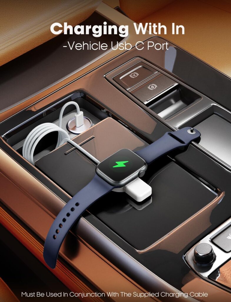 Portable Magnetic Wiriless USB A Charger for Apple Watch Ultra Se Series 9 8 7 SE 6 5 4 3,Car iWatch Charging,Airplane Travel Gadgets Gear Essentials Accessories Women-with 100CM Cord