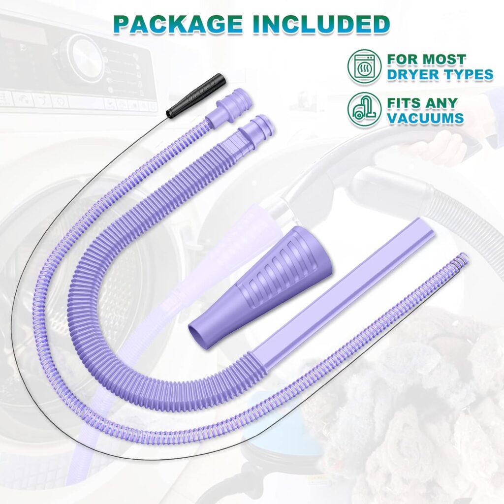 Sealegend 2 Pieces Dryer Vent Cleaner Kit Dryer Lint Vacuum Attachment, Dryer Lint Cleaner Kit Lint Remover Hoses Tools with Adapter