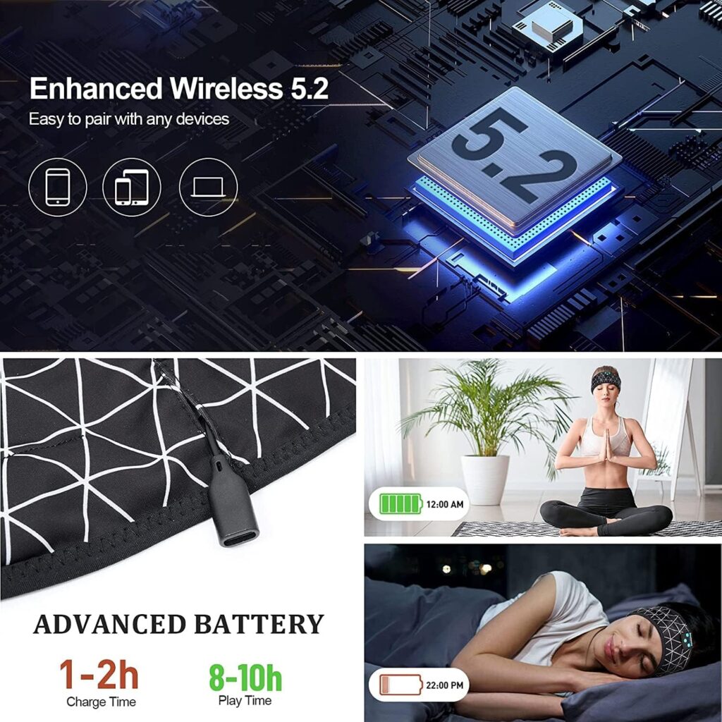 Sleep Headphones | Headband Headphones | Adjustable Soft Sleeping Headphones Headband for Office Nap Air Travel Relaxing Meditating Cool Tech Gadgets Unique Gifts