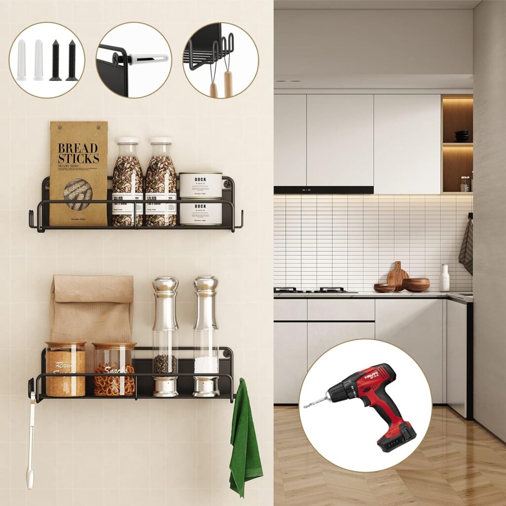 Spice Rack Organizer, 4 Pack Magnetic Spice Rack for Refrigerator, Seasoning Spice Organizer, Magnet Spice Racks, Magnetic Shelf for Refrigerator, Kitchen Organizers and Storage