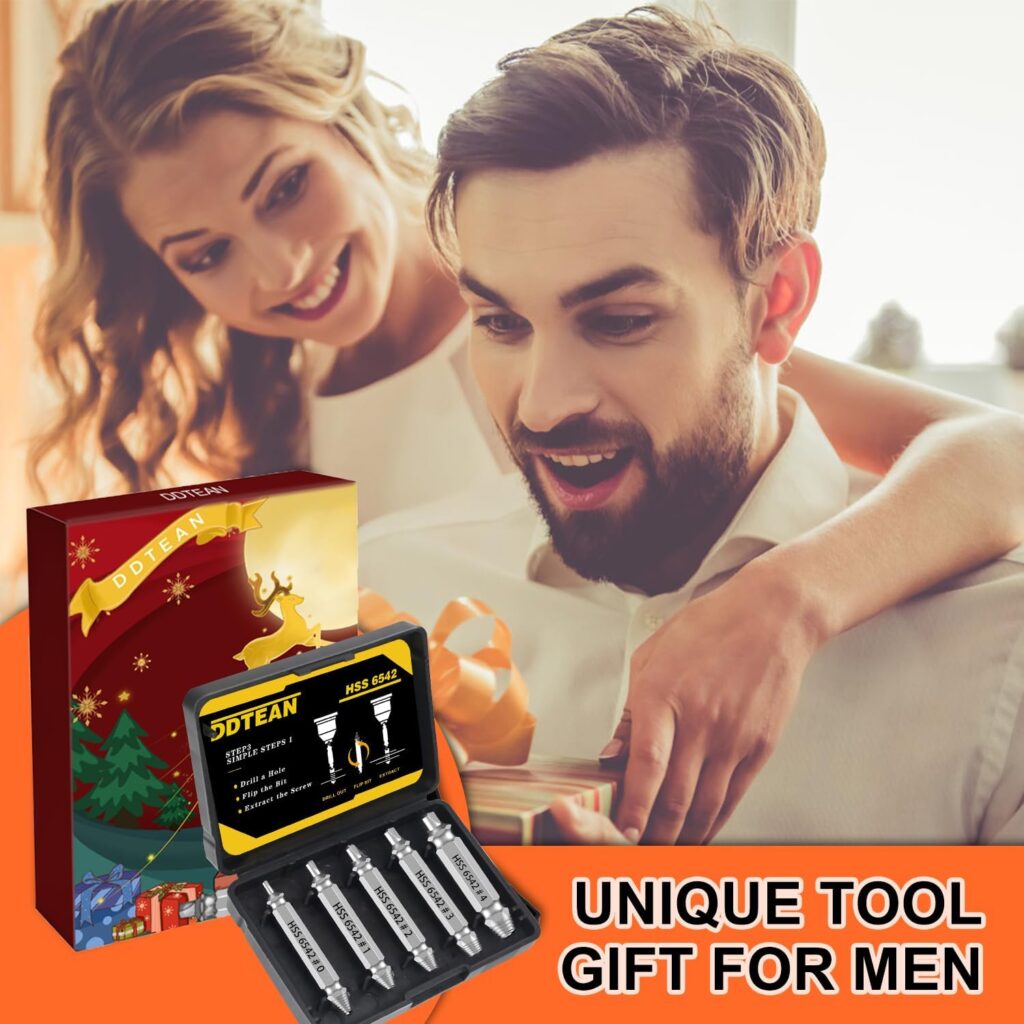 Super Screw Extractor Set Tools Gifts for Men-Stocking Stuffers for Men,Mens Christmas Gifts,Birthday Gifts Cool Stuff Gadgets for Men Dad Boyfriend Father, Broken Damaged  Stripped Screw Remover Set