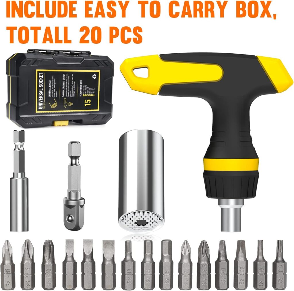 Super Universal Socket Tools Gifts for Men - Gifts for Dad Fathers Day from Kids Son Daughters Wife Grip Set with Power Drill Adapter Cool Stuff Ideas Gadgets for Men Birthday Gifts for Women Husband