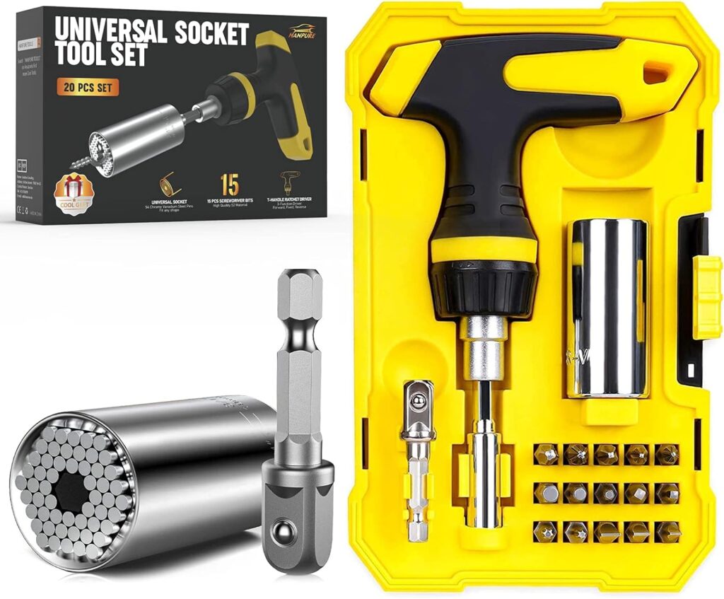 Super Universal Socket Tools Gifts for Men - Gifts for Dad Fathers Day from Kids Son Daughters Wife Grip Set with Power Drill Adapter Cool Stuff Ideas Gadgets for Men Birthday Gifts for Women Husband