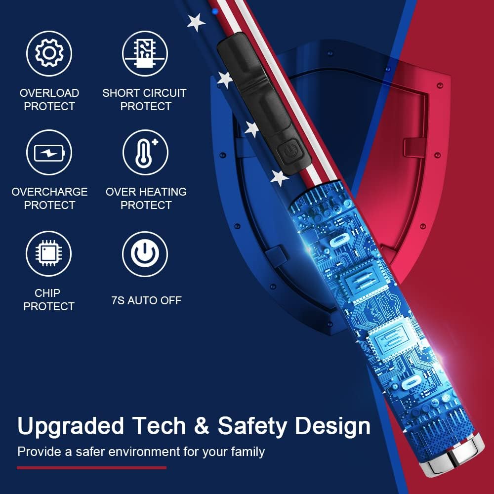 SUPRUS Lighter Electric Candle USB Type C Rechargeable Lighter with Upgraded LED Battery Display Safety Switch Flameless Plasma Windproof for Cooking BBQs Fireworks