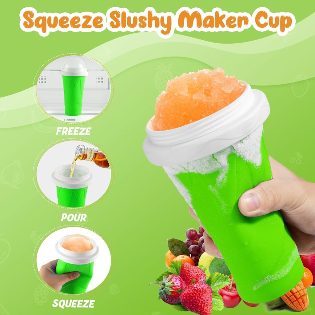 Tgosomt Slushy Cup, TIK TOK Frozen Magic Slushie Maker Cup Squeeze, Cool Fun Stuff Things Gadgets  Great Stocking Stuffers  White Elephant Gifts (Blue)