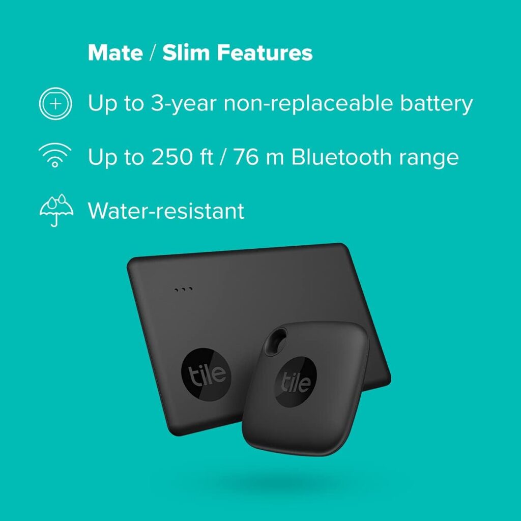 Tile Mate 1-Pack. Black. Bluetooth Tracker, Keys Finder and Item Locator for Keys, Bags and More; Up to 250 ft. Range. Water-Resistant. Phone Finder. iOS and Android Compatible.