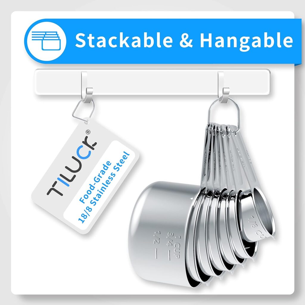 TILUCK Stainless Steel Measuring Cups  Spoons Set, Cups and Spoons,Kitchen Gadgets for Cooking  Baking (X-Large)
