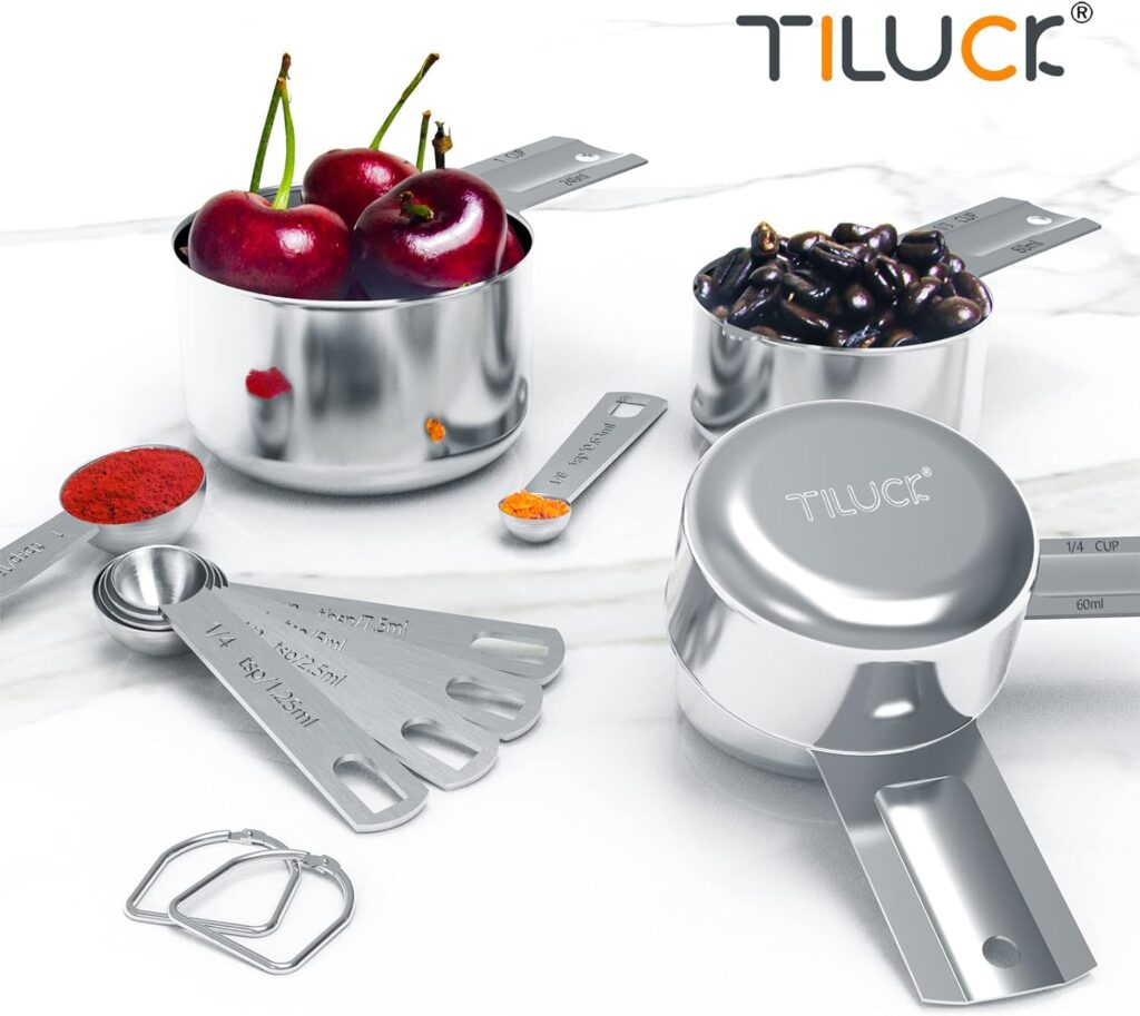 TILUCK Stainless Steel Measuring Cups  Spoons Set, Cups and Spoons,Kitchen Gadgets for Cooking  Baking (X-Large)