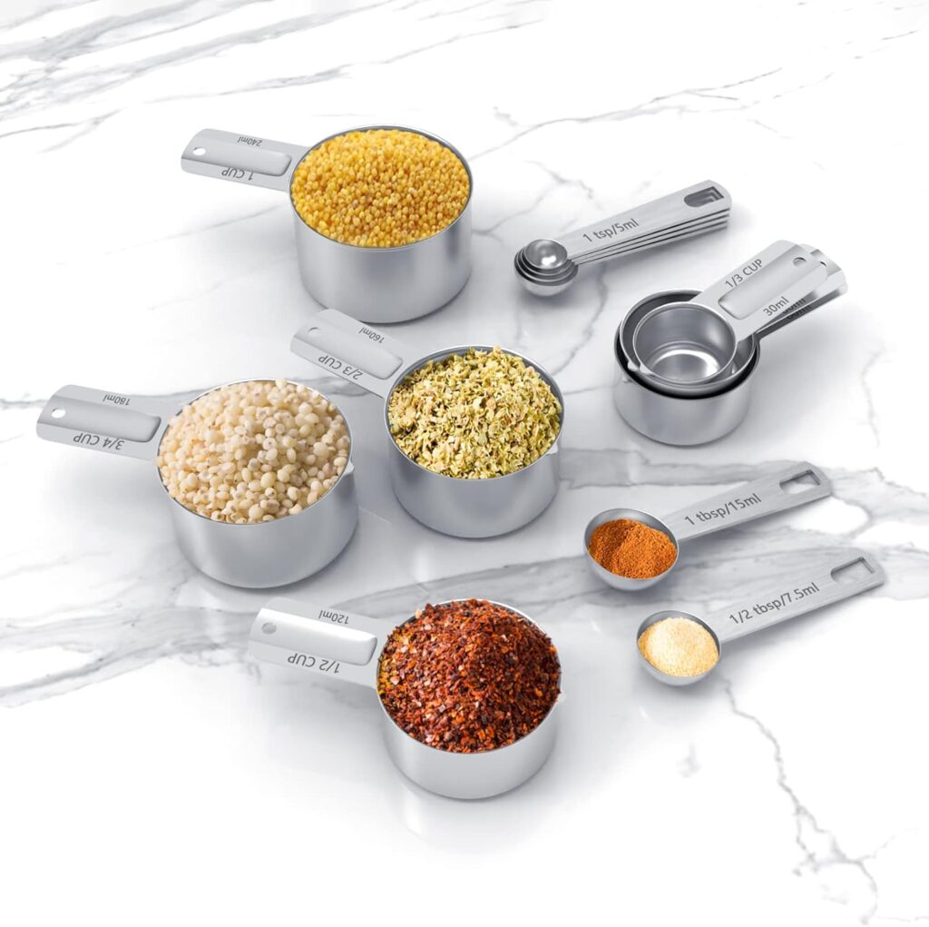 TILUCK Stainless Steel Measuring Cups  Spoons Set, Cups and Spoons,Kitchen Gadgets for Cooking  Baking (X-Large)