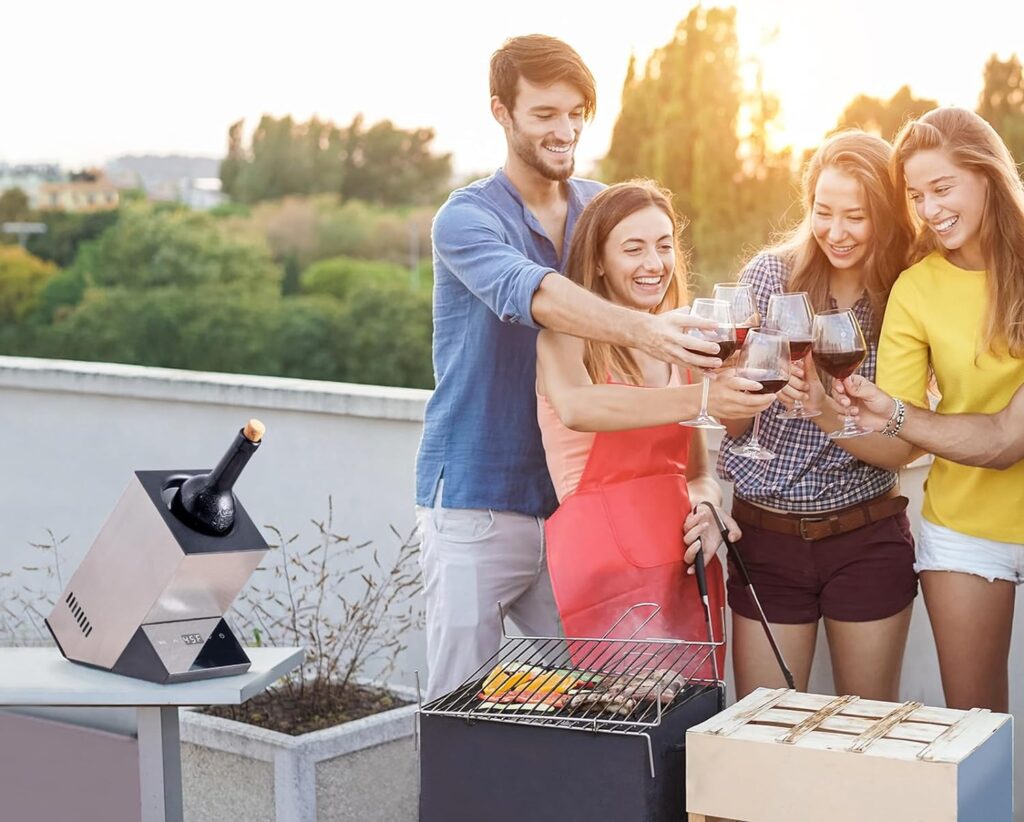 Wine Chiller Electric,Cobalance Wine Chillers Bucket for 750ml Red  White Wine or Some Champagne,Single Bottle Wine Cooler on Patio,Portable Iceless Chiller for Poolside Party,Gift Set for Wine Lover