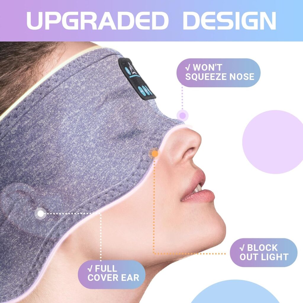 WINONLY Sleep Headphones - Unique Stocking Stuffers Cool Tech Gadget, Wireless Bluetooth Sleeping Headphones Cozy Music Band Wireless Sleeping Headphones for Side Sleepers - Blue
