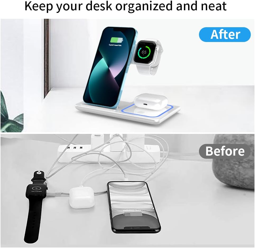Wireless Charger,ANYLINCON 3 in 1 Wireless Charger Station for iPhone/iWatch/Airpods,iPhone15 14,13,12,11 (Pro, Pro Max)/XS/XR/XS/X/8(Plus),iWatch 7/6/SE/5/4/3/2,AirPods 3/2/pro