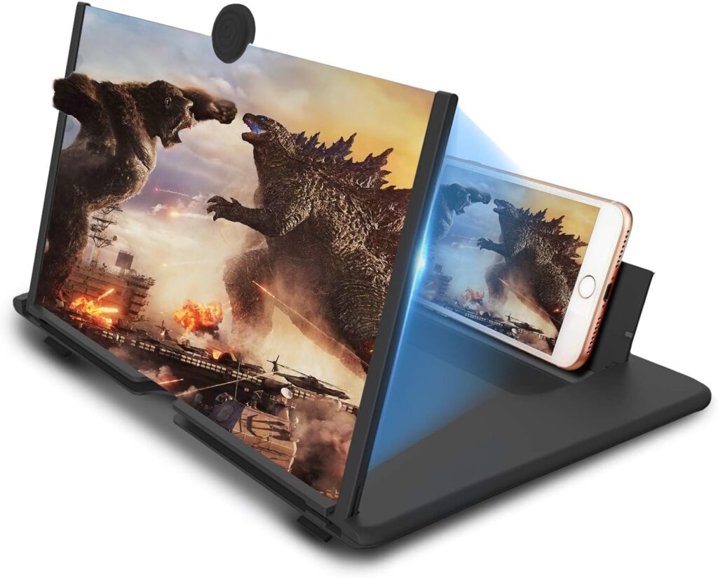 16 inch Screen Magnifier for Cell Phone 3D Magnifier Screen Enlarger for Movies,Videos,Reading,Gaming-Screen Amplifie with Foldable Phone Stand Holder. Compatible with All Smartphones-White