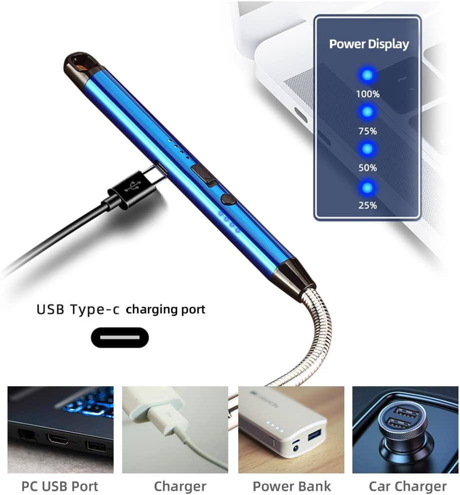 2 Pack Candle Lighter,Arc Lighter with USB Charging,Flameless Windproof,LED Battery Display,Safety Switch,Rotate 360 Degrees,for Aromatherapy,Candles,BBQ,Camping.(PinkSilver)