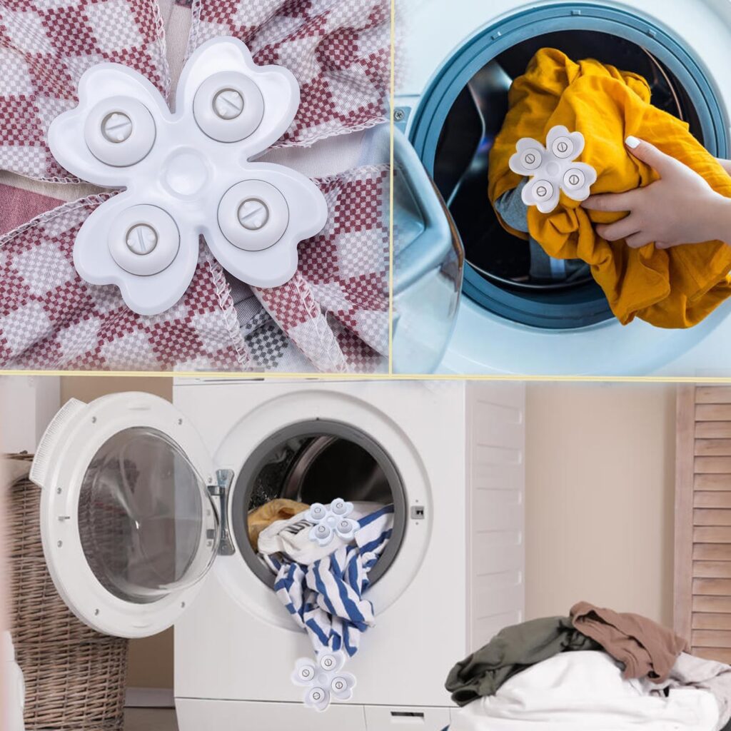 2Pack Anti-Tangle Laundry Washing Gadget for Washer and Dryer, Four Leaf Clover Bedsheet Blanket Detangler Prevent Wrinke Drying Faster Fabric Fixer