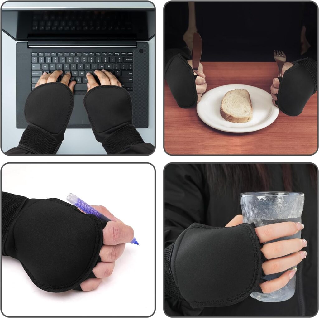 2Pcs Weighted Gloves for Tremors,Black Gloves Hand Weight for Fine Motor Skills,Adjustable Parkinsons Aids for Hand Tremors，Gadgets for Parkinsons Patients