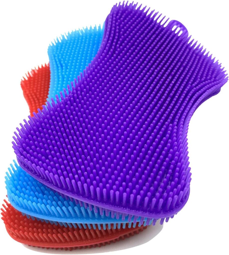 3 Pack Silicone Sponges, Cleaning Sponges，Scrubber for Dishes Fruit Vegetable Scrubber Silicone Sponges for Kitchen Gadgets Brush Accessories (4.3inch)