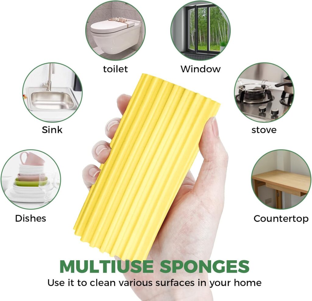 5-Pack Damp Clean Duster Sponge, Dusters for Cleaning Scrub Brush Magic Eraser Sponge Household Cleaning Supplies Products Kitchen Gadgets Tools Sink Accessories for Blinds, Baseboard, Ceiling Fan