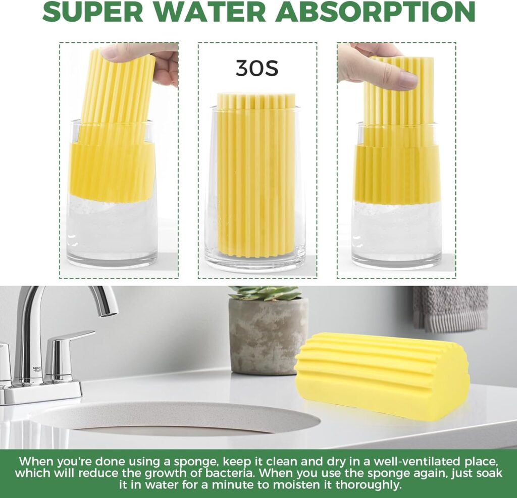 5-Pack Damp Clean Duster Sponge, Dusters for Cleaning Scrub Brush Magic Eraser Sponge Household Cleaning Supplies Products Kitchen Gadgets Tools Sink Accessories for Blinds, Baseboard, Ceiling Fan