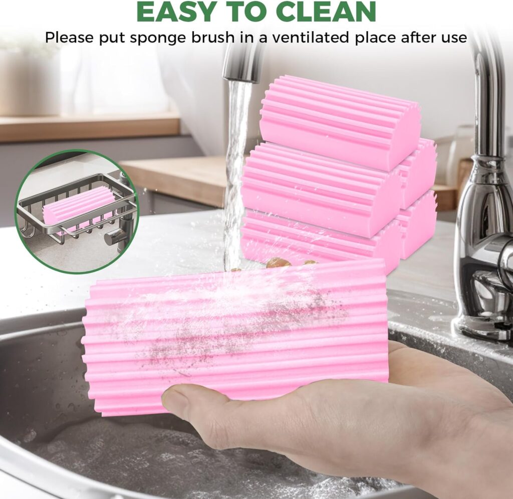 5-Pack Damp Clean Duster Sponge, Dusters for Cleaning Scrub Brush Magic Eraser Sponge Household Cleaning Supplies Products Kitchen Gadgets Tools Sink Accessories for Blinds, Baseboard, Ceiling Fan