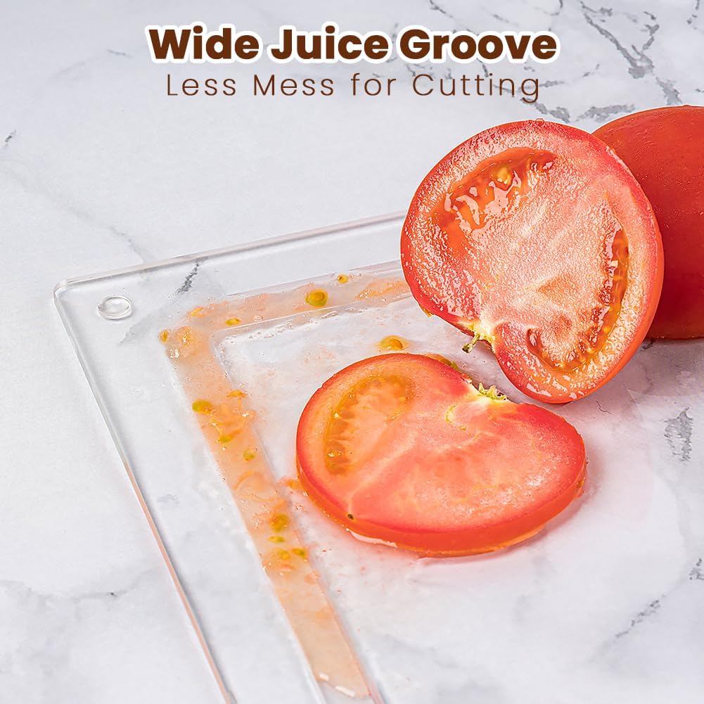 Acrylic Cutting Board with Juice Groove, Non Slip Clear Cutting Board with Counter Lip, 17.5x13.5 Inch Cutting Boards for Kitchen Countertop, Dough Mat, Kitchen Gadgets 2024, Gifts for Women