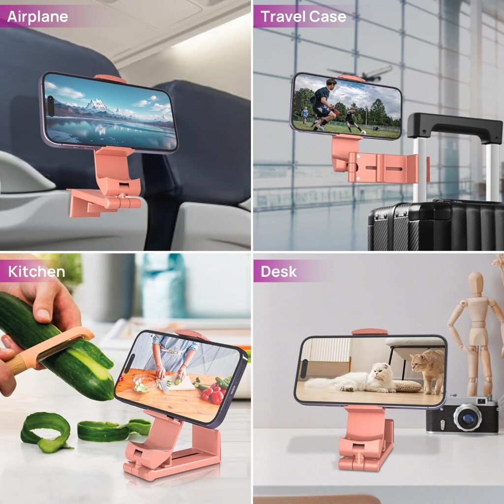 Airplane Travel Phone Holder: Hands Free Viewing with Multi-Directional Dual 360 Degree Rotation,Travel Accessories Must Haves Phone Holder for Flying,Table or Outdoor,Travel Essentials for Flying