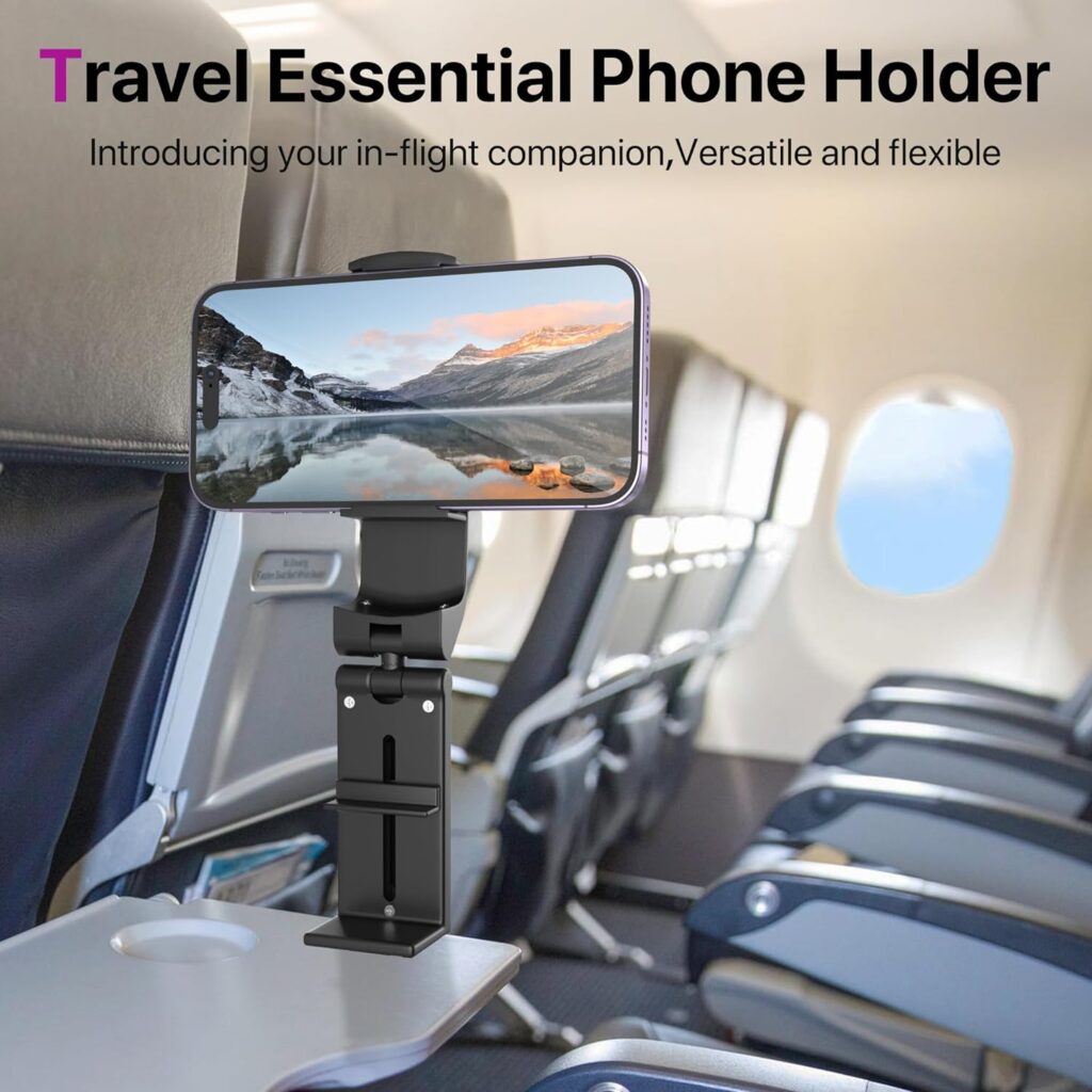 Airplane Travel Phone Holder: Hands Free Viewing with Multi-Directional Dual 360 Degree Rotation,Travel Accessories Must Haves Phone Holder for Flying,Table or Outdoor,Travel Essentials for Flying