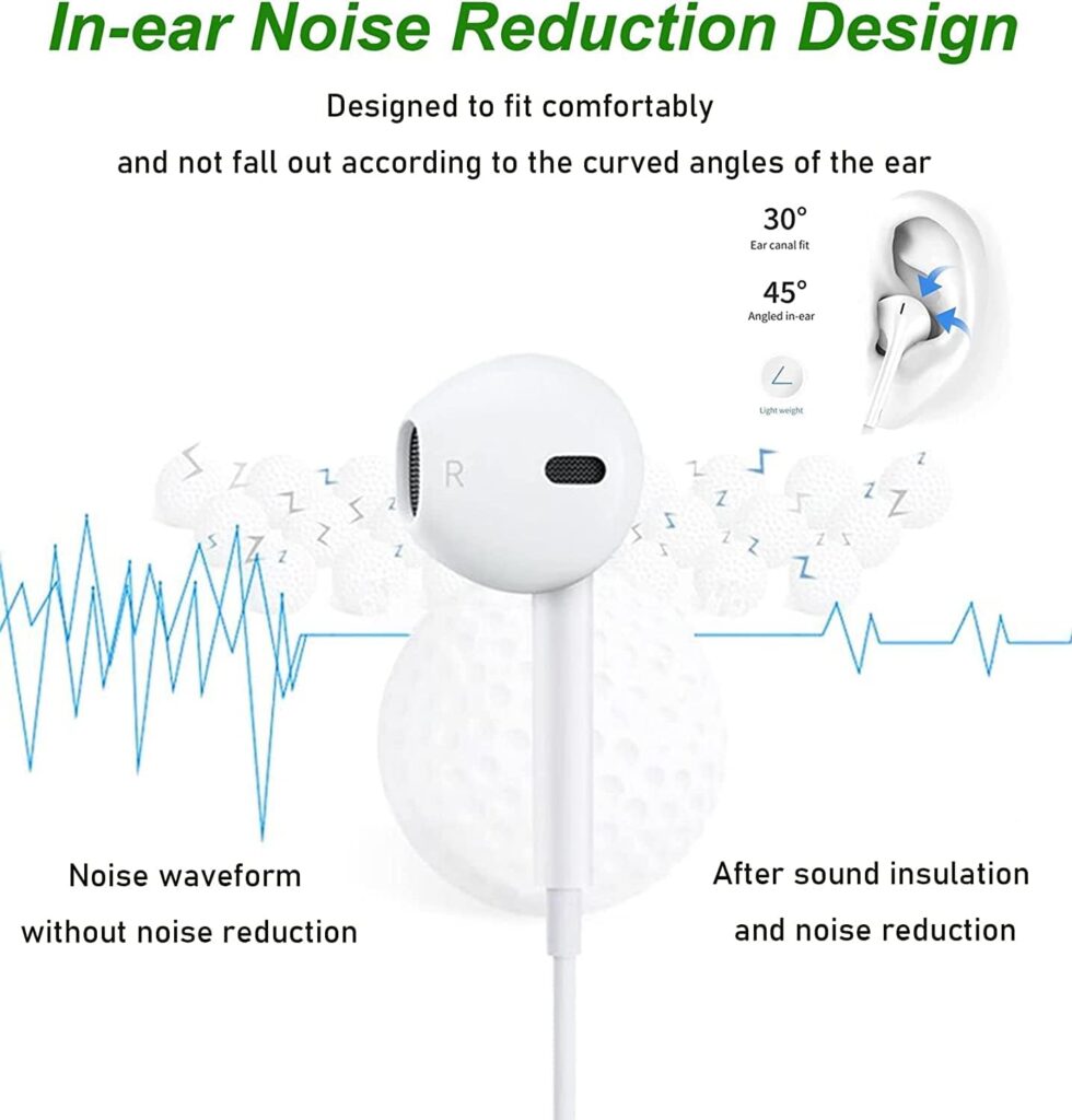 Apple Earbuds for iPhone,Wired Headphones with Lightning Connector【Apple MFi Certified】 Noise Isolating Earphones for iPhone 14/14 Pro/13/12/11/XR/XS/X/8/7 (Built-in Microphone  Volume Control)