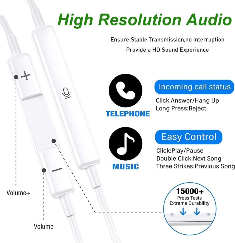 Apple Earbuds for iPhone,Wired Headphones with Lightning Connector【Apple MFi Certified】 Noise Isolating Earphones for iPhone 14/14 Pro/13/12/11/XR/XS/X/8/7 (Built-in Microphone  Volume Control)