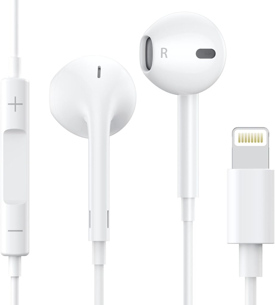 Apple Earbuds for iPhone,Wired Headphones with Lightning Connector【Apple MFi Certified】 Noise Isolating Earphones for iPhone 14/14 Pro/13/12/11/XR/XS/X/8/7 (Built-in Microphone  Volume Control)