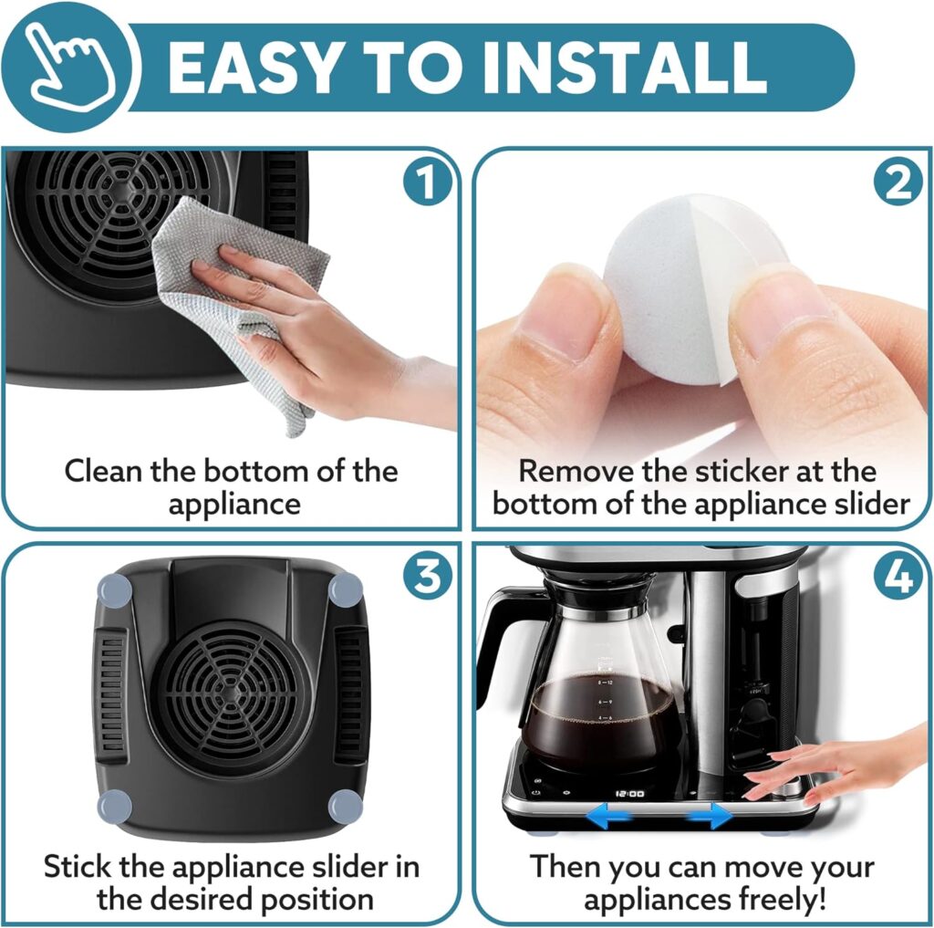 Appliance Sliders for Kitchen Appliances 24 PCS Self-Adhesive Small Kitchen Appliance Accessories Kitchen Hacks Easy to MovIing  Space Saving Kitchen Must Have Gadgets