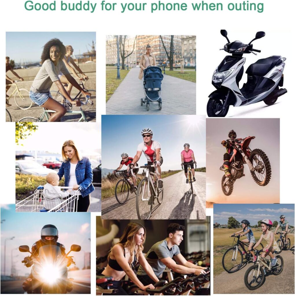 Bike Phone Mount, Motorcycle Mountain Bike Handlebar Bicycle Golf Cart Stroller Cell Phone Holder with Rubber Strap 360 Degrees Rotate for iPhone X 8 7 6 6s Plus Samsung (Green)