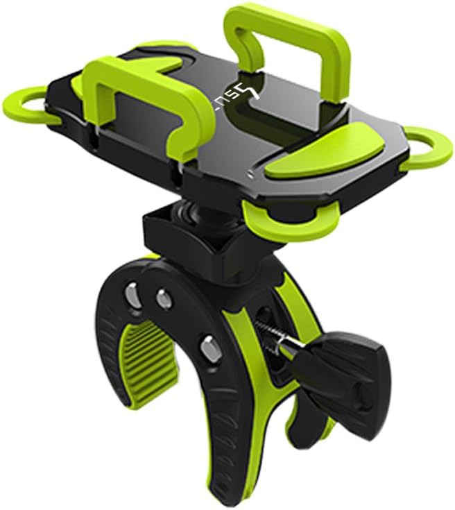 Bike Phone Mount, Motorcycle Mountain Bike Handlebar Bicycle Golf Cart Stroller Cell Phone Holder with Rubber Strap 360 Degrees Rotate for iPhone X 8 7 6 6s Plus Samsung (Green)