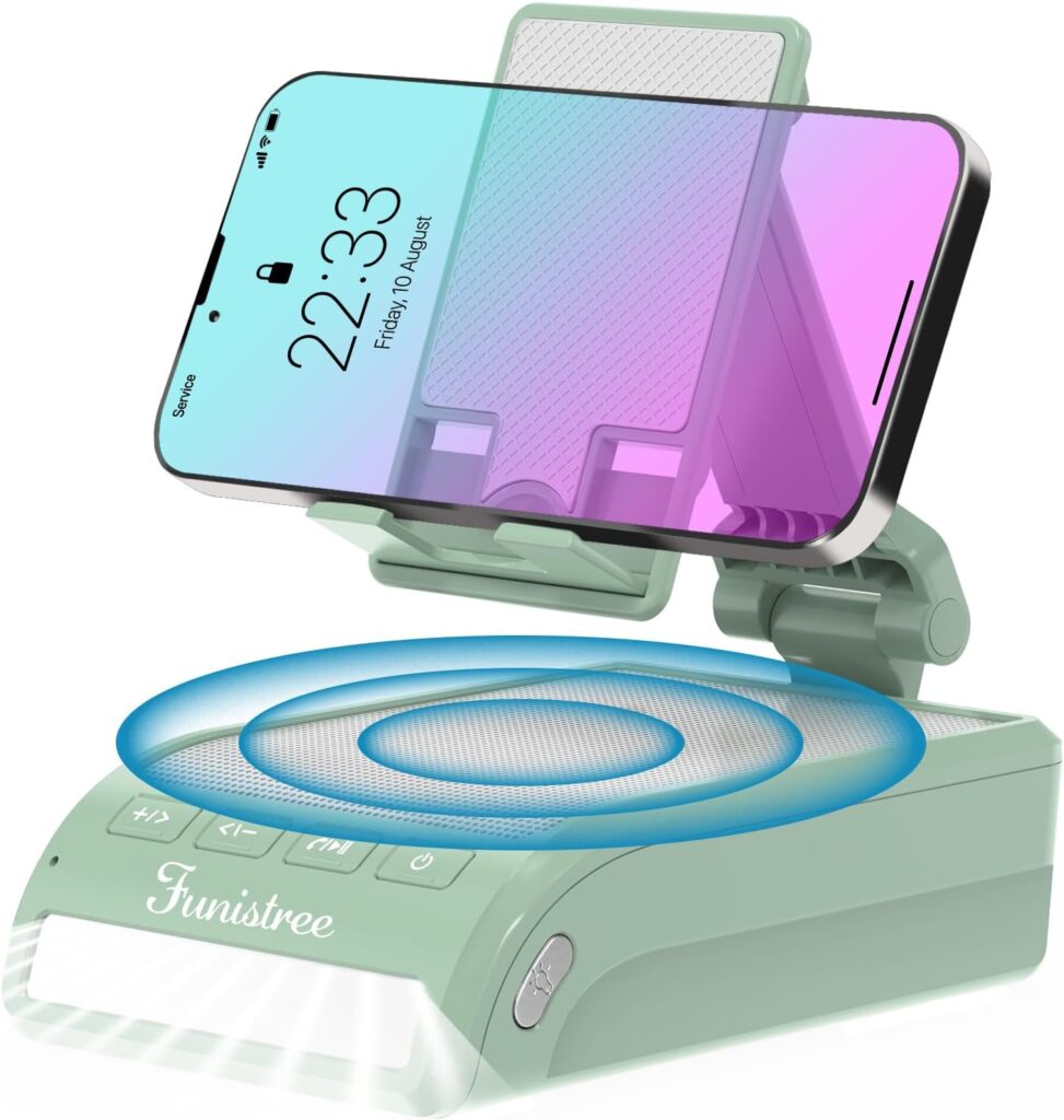 Bluetooth Speaker with Detachable Cell Phone Stand, White Noise Sound Machine Gifts for Men Dad Fathers Day from Daughter Son, Cool Gadgets Anniversary Birthday Him Husband Gifts from Wife