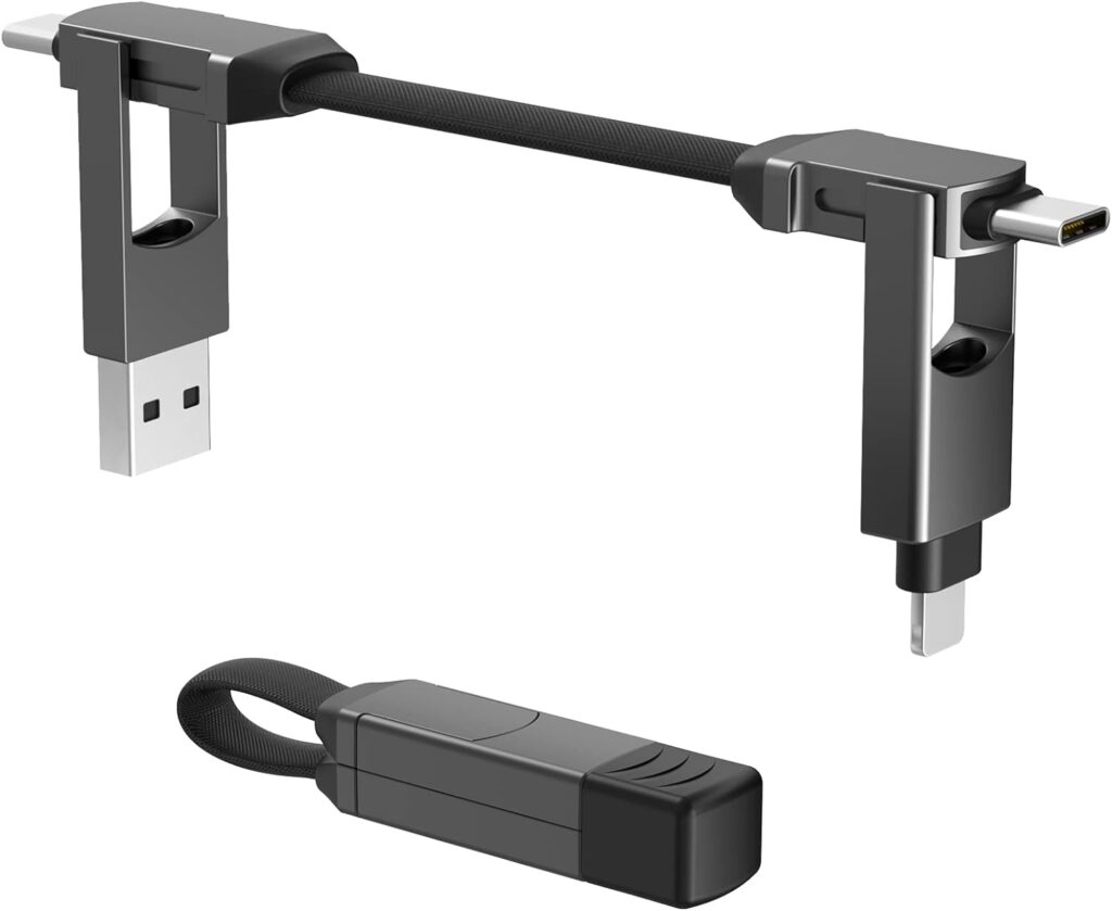 CHAFON Multi Charging Cable Short,Travel Portable Magnetic Keyring 5 in 1 USB Charger Data Cord,PD 60W USB A/C to Type C,Micro USB Connectors Compatible with Cell Phones Tablets Power Bank Funny Gifts