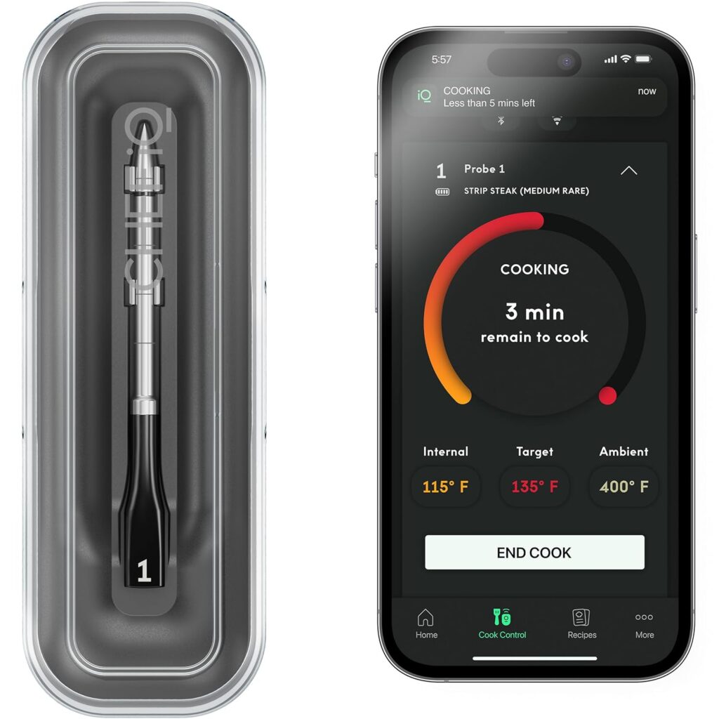 CHEF iQ Smart Wireless Meat Thermometer with Ultra-Thin Probe, Unlimited Range Bluetooth Meat Thermometer, Digital Food Thermometer for Remote Monitoring of BBQ Grill, Oven, Smoker, Air Fryer
