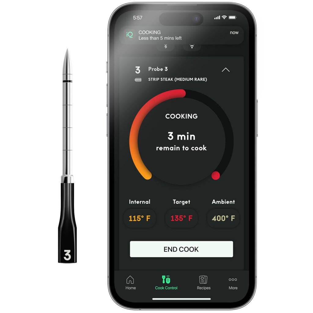 CHEF iQ Smart Wireless Meat Thermometer with Ultra-Thin Probe, Unlimited Range Bluetooth Meat Thermometer, Digital Food Thermometer for Remote Monitoring of BBQ Grill, Oven, Smoker, Air Fryer