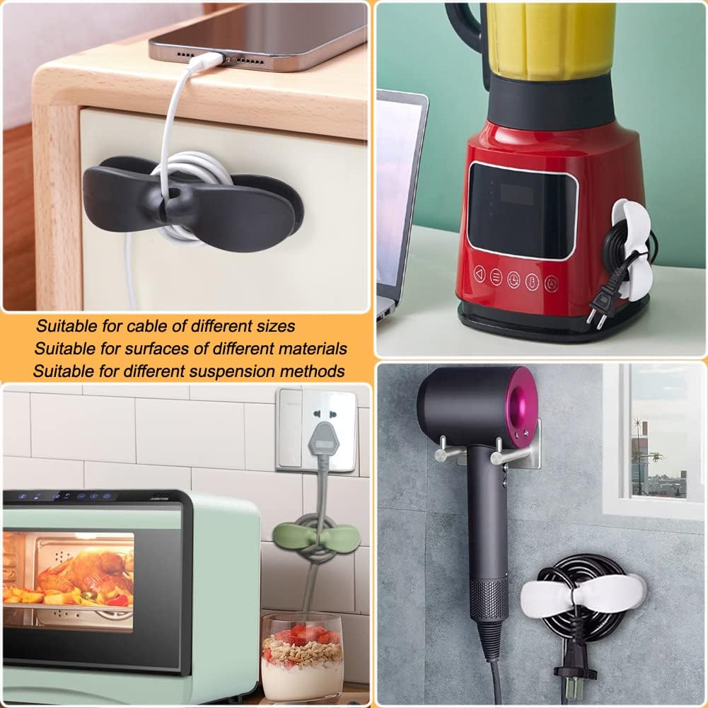 Cord Organizer for Appliances, 4PCS Kitchen Appliance Cord Winder Cable Organizer, Cord Holder Cord Wrapper for Appliances Stick on Pressure Cooker, Mixer, Blender, Coffee Maker, Air Fryer