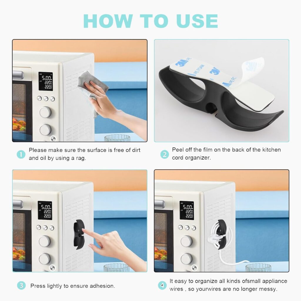 Cord Organizer for Kitchen Appliances,6Pcs Colourful Cord Winder Cord Keeper Cord Holder Wrappers Kitchen Gadgets for Appliances Self Stick on Mixer Coffee Maker Air Fryer Pressure Cooker Coaster
