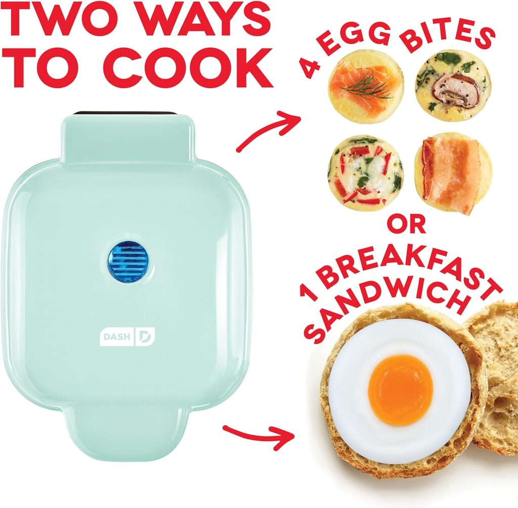 DASH Deluxe Sous Vide Style Egg Bite Maker with Silicone Molds for Breakfast Sandwiches, Healthy Snacks or Desserts, Keto  Paleo Friendly, (1 large, 4 mini) - Aqua