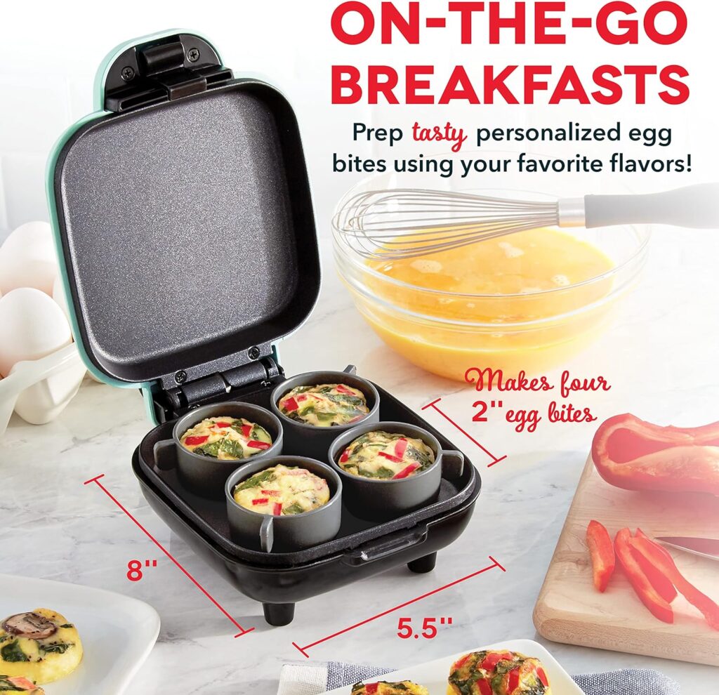 DASH Deluxe Sous Vide Style Egg Bite Maker with Silicone Molds for Breakfast Sandwiches, Healthy Snacks or Desserts, Keto  Paleo Friendly, (1 large, 4 mini) - Aqua