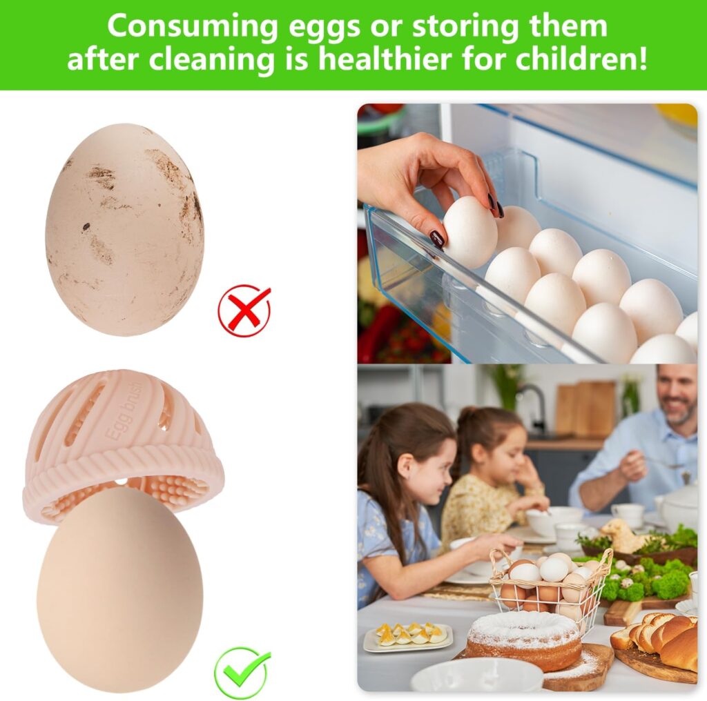 Egg Brush Cleaner: Egg Washer for Fresh Eggs Reusable Silicone Egg Scrubber Tool Multifunctional Egg Vegetable  Fruit Brush Veggie Scrubber Kitchen Cleaning Gadgets（Green）