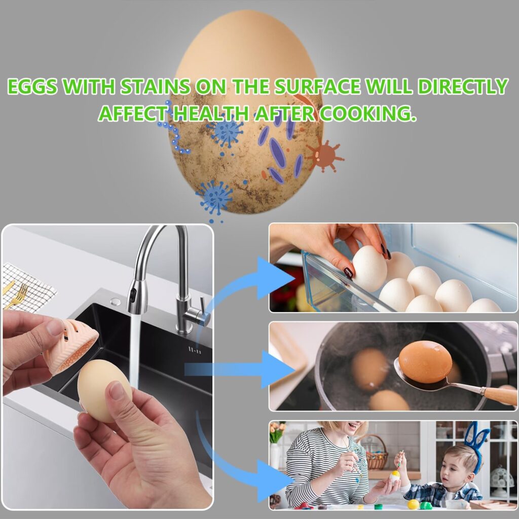 Egg Brush Cleaner: Egg Washer for Fresh Eggs Reusable Silicone Egg Scrubber Tool Multifunctional Egg Vegetable  Fruit Brush Veggie Scrubber Kitchen Cleaning Gadgets（Green）