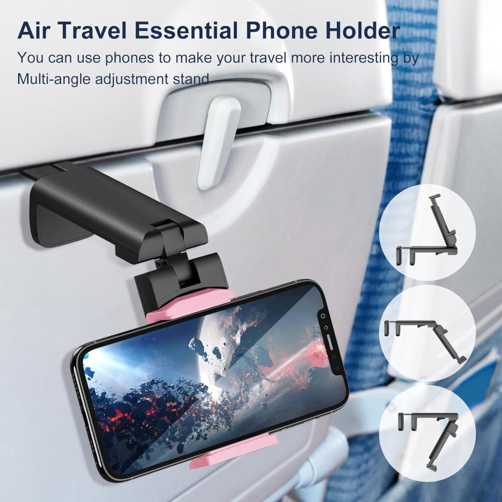 for Universal Airplane Travel Phone Holder: Travel Essentials Phone Mount for Desk with Multi-Directional 360 Degree Rotation,Travel Accessories Must Haves Phone Holder for Flying,Table or Outdoor